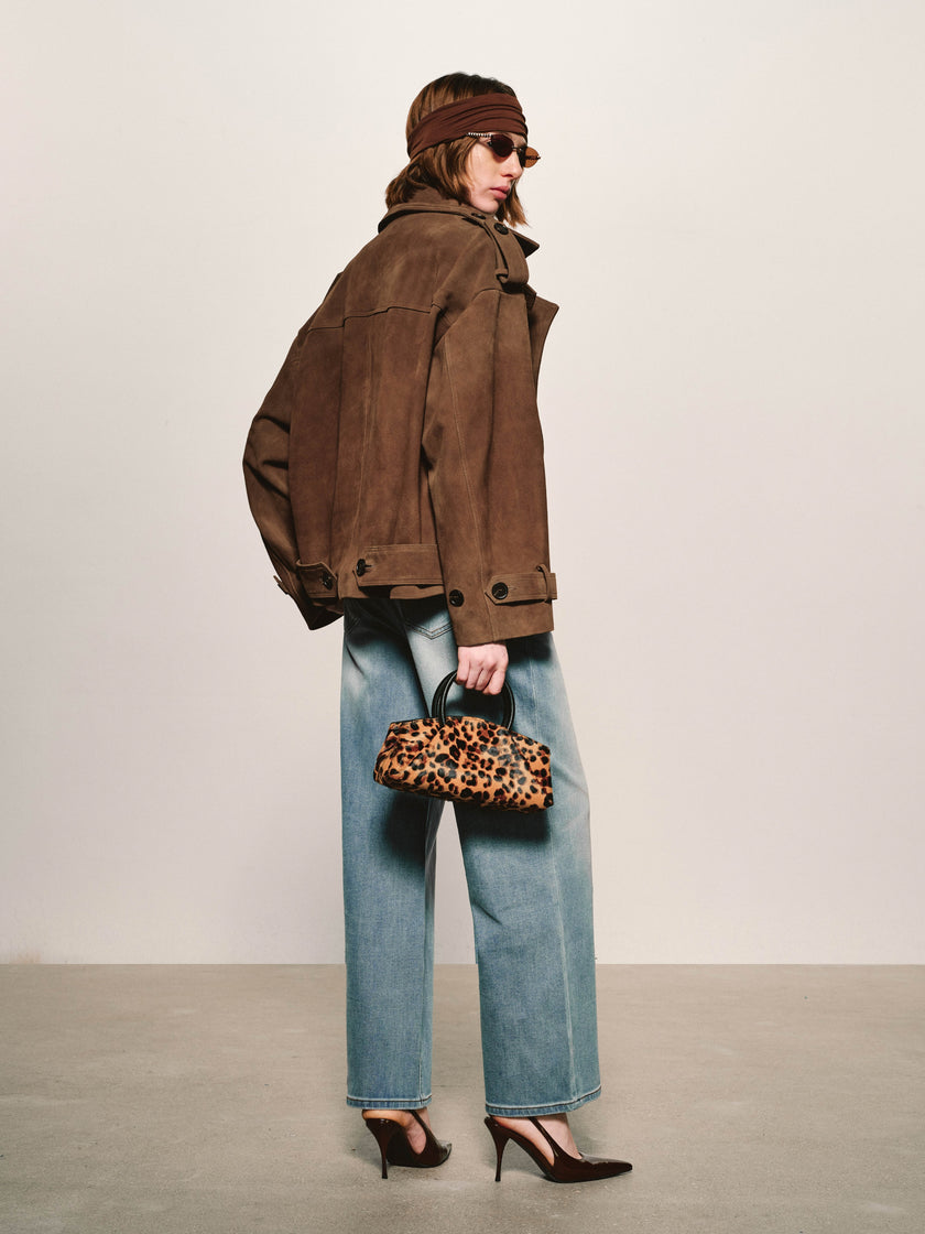 Suede Double-Breasted Caban