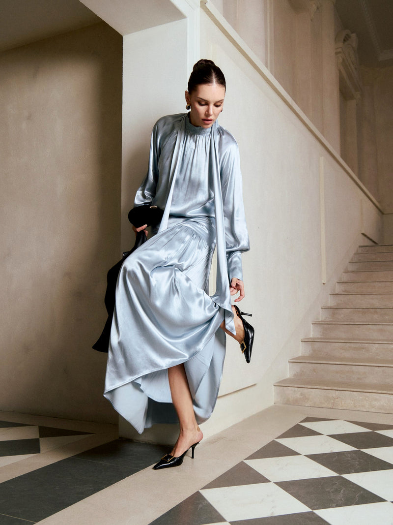 Solene Draped Maxi Skirt
