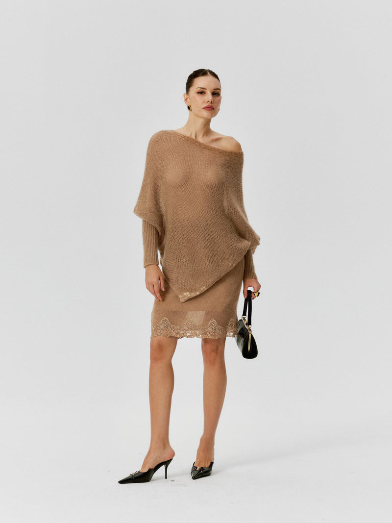 Esme Lace-Trim Mohair Skirt