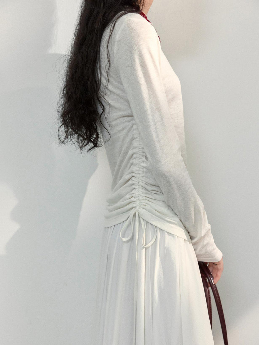 Sable Linen Ruche Pullover