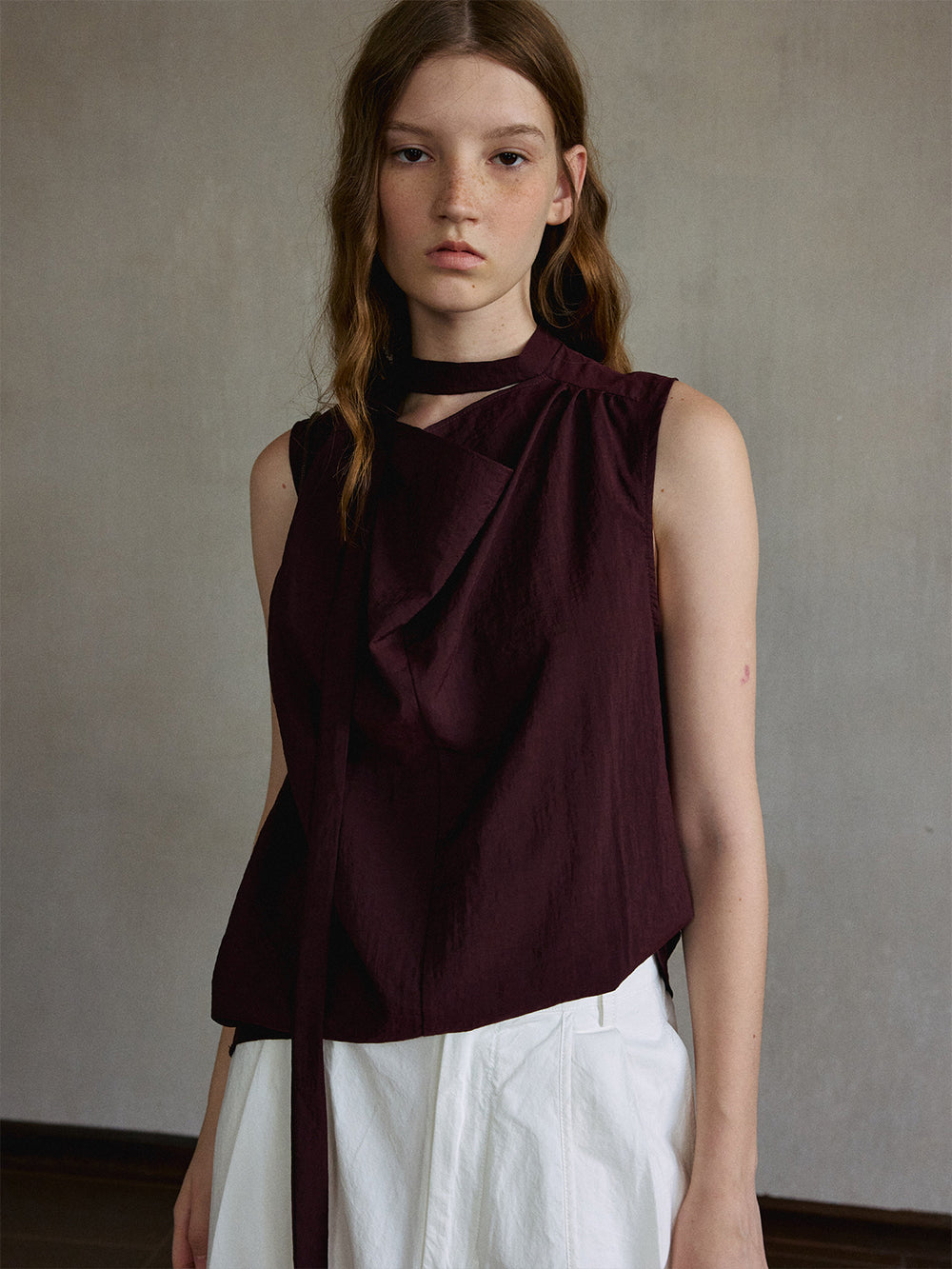 Zephyr Asymmetric Tie-Neck Top