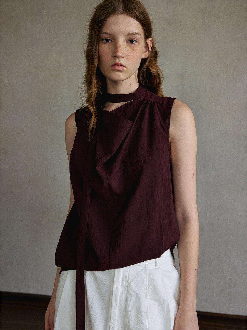 Zephyr Asymmetric Tie-Neck Top