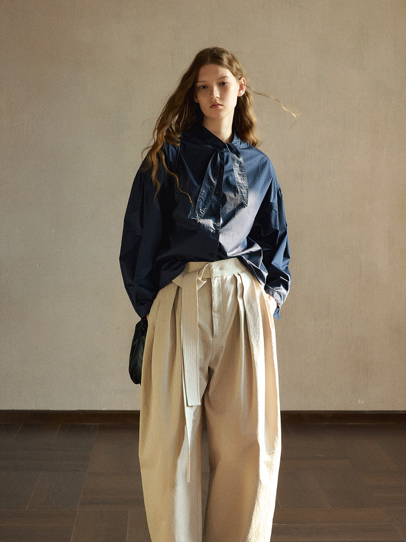 Lune Scarf-Collar Shirt