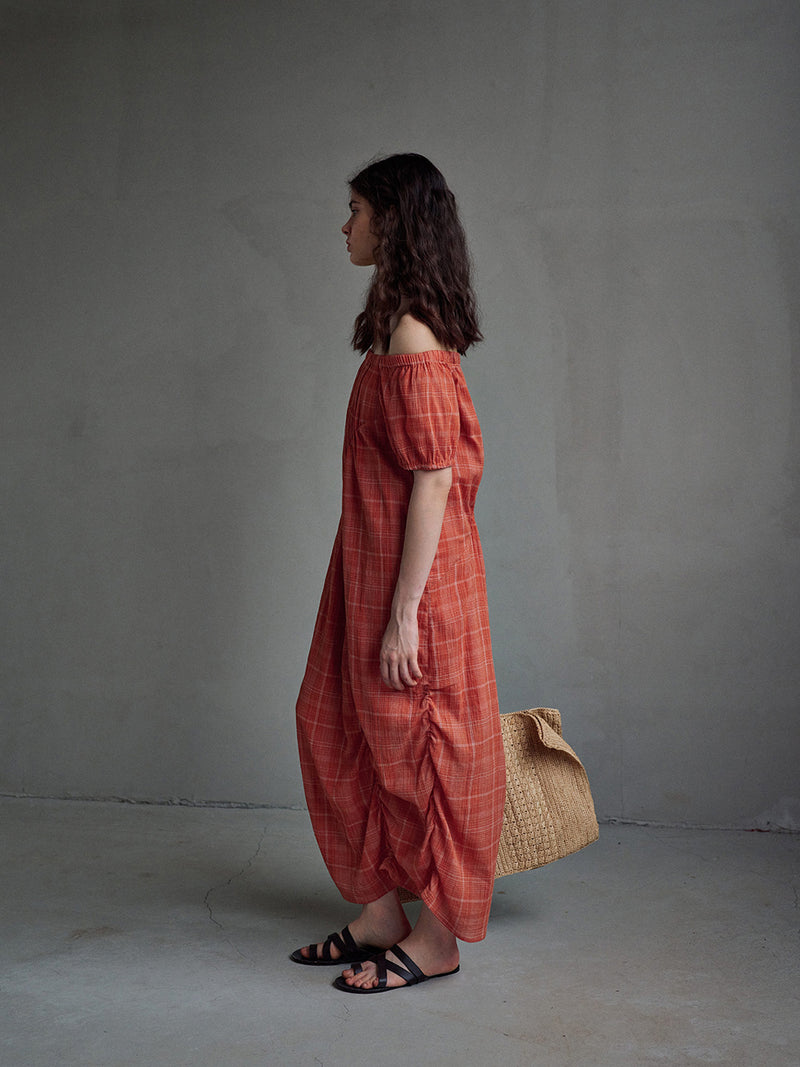Eclipse Plaid Off-Shoulder Dress