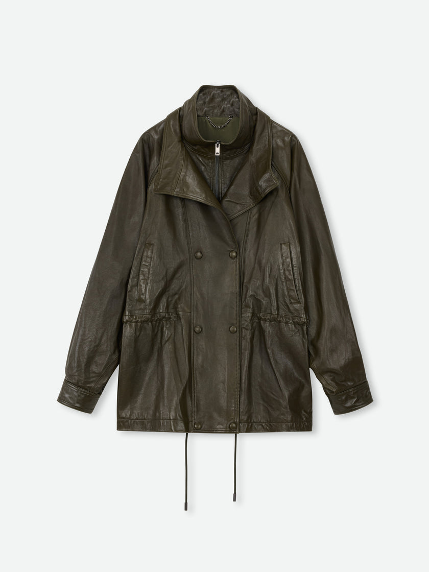 Lustrous Waxed Leather Jacket