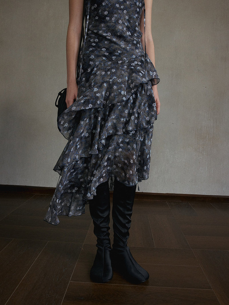 Quartz Asymmetric Ruffle Dress