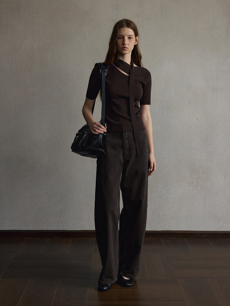 Cinder Wool Tie-Neck Knit