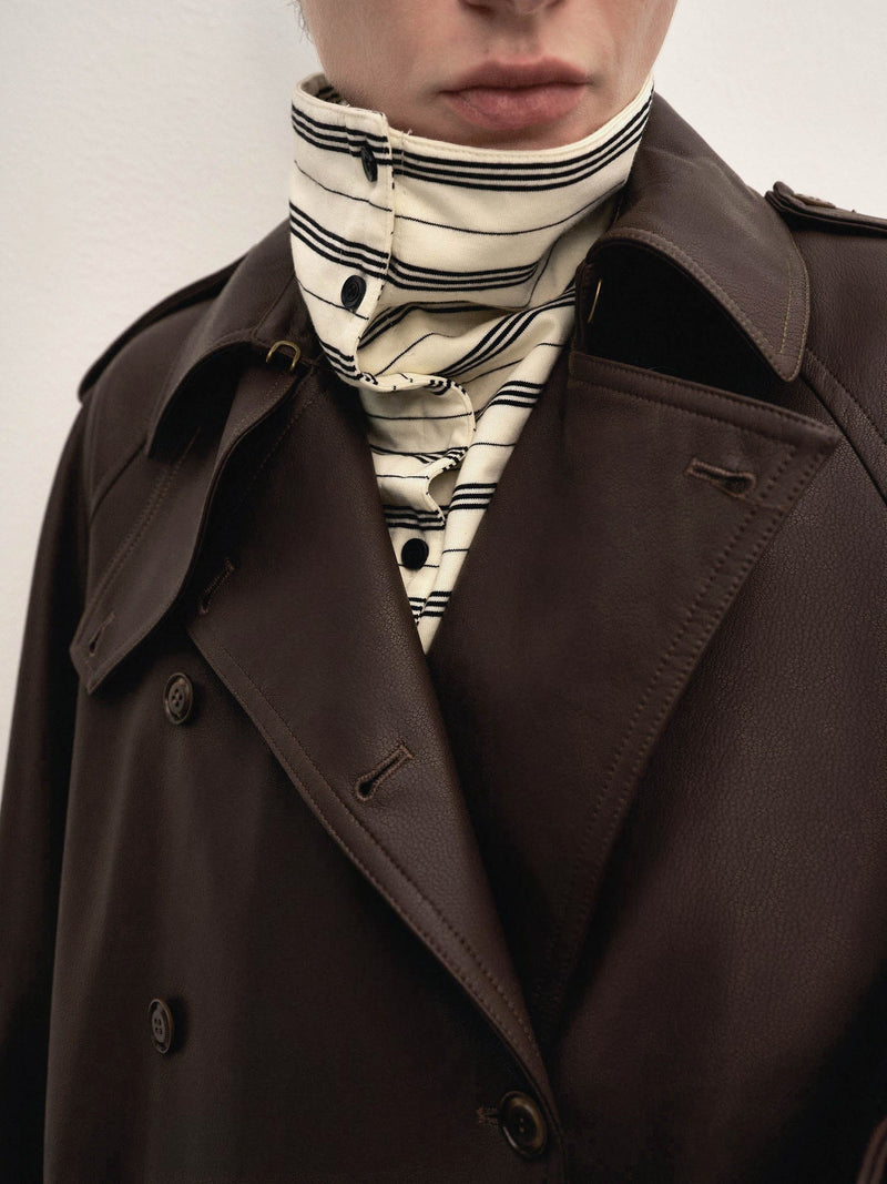 Noura Leather-Panel Coat
