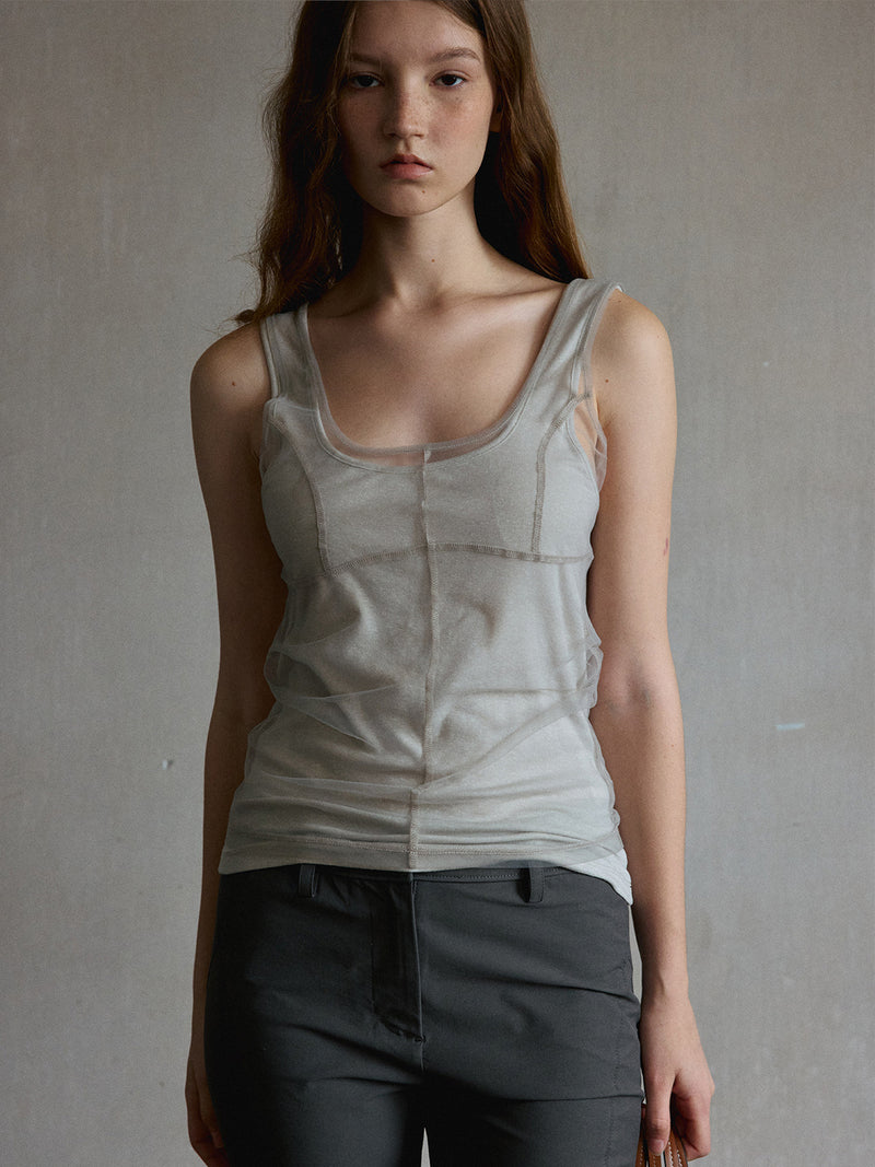 Umber Mesh Layer Cami