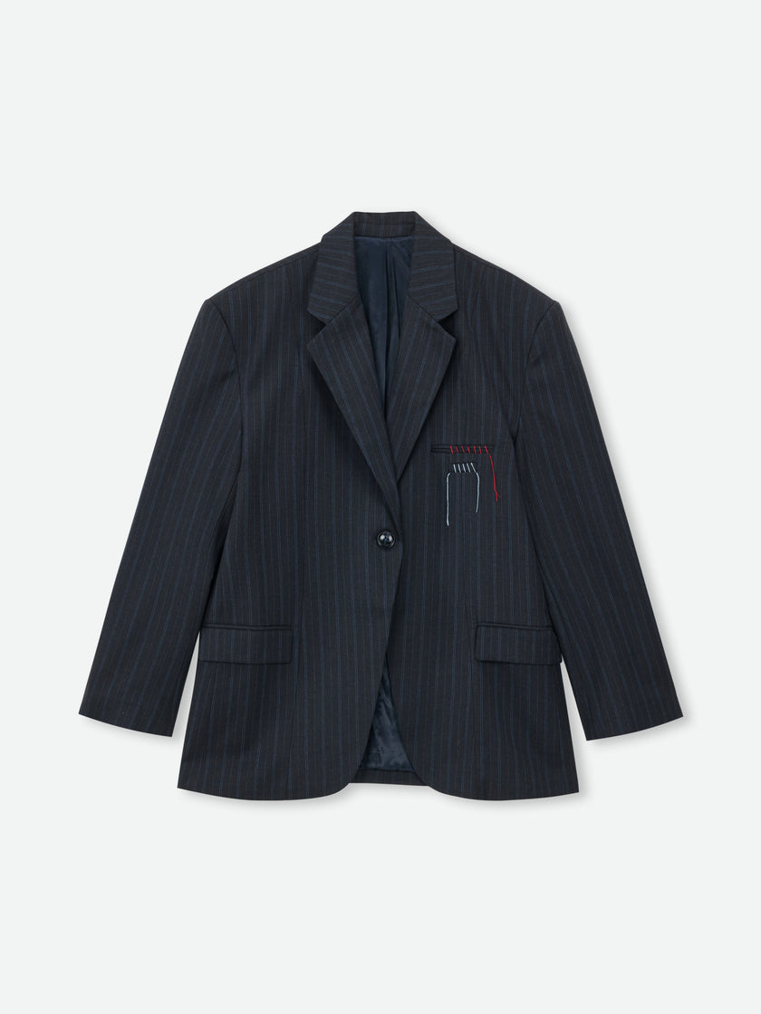 Linear Pinstripe Blazer