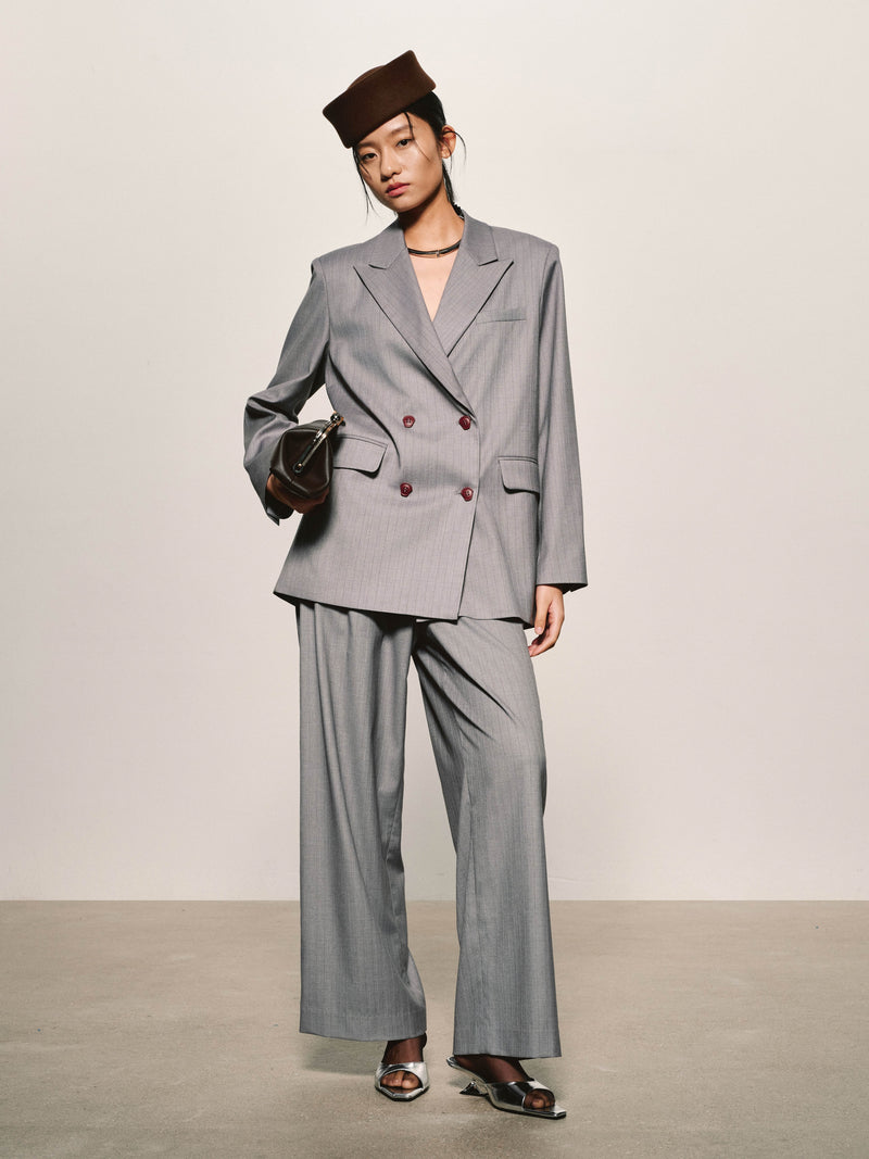 Pantalon À Larges Jambes Rayé