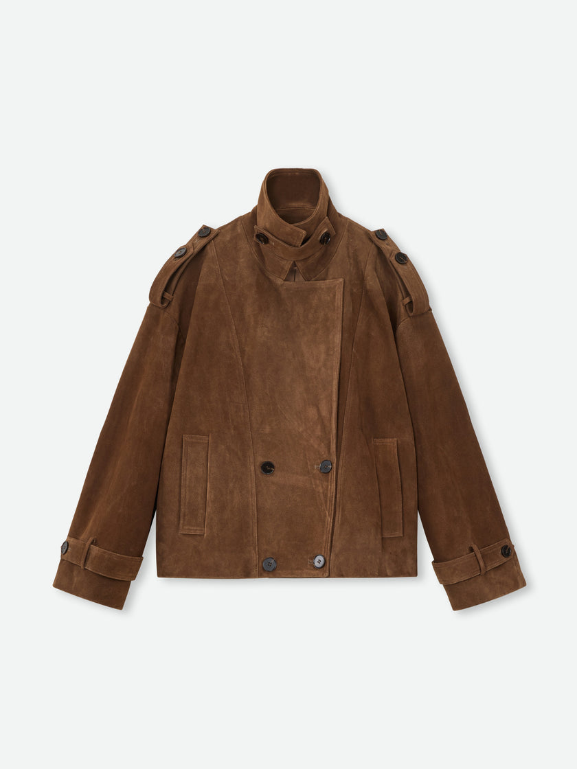 Suede Double-Breasted Caban