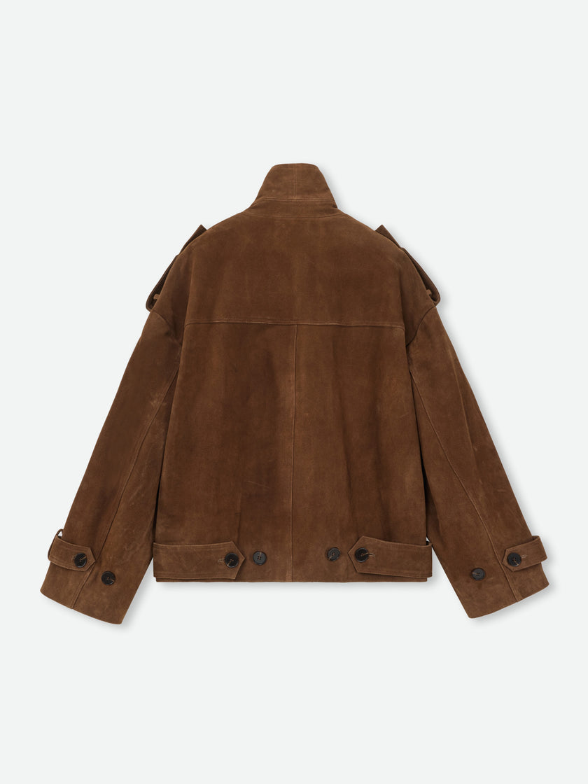 Suede Double-Breasted Caban