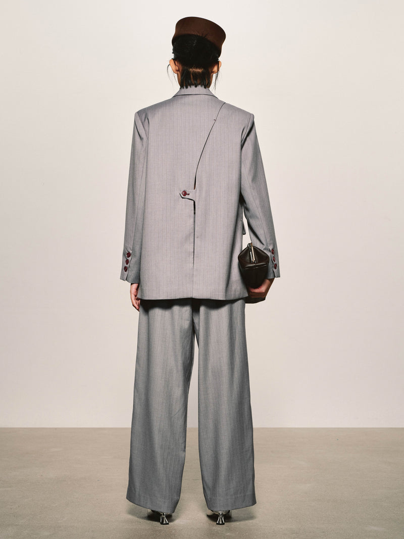 Pantalon À Larges Jambes Rayé