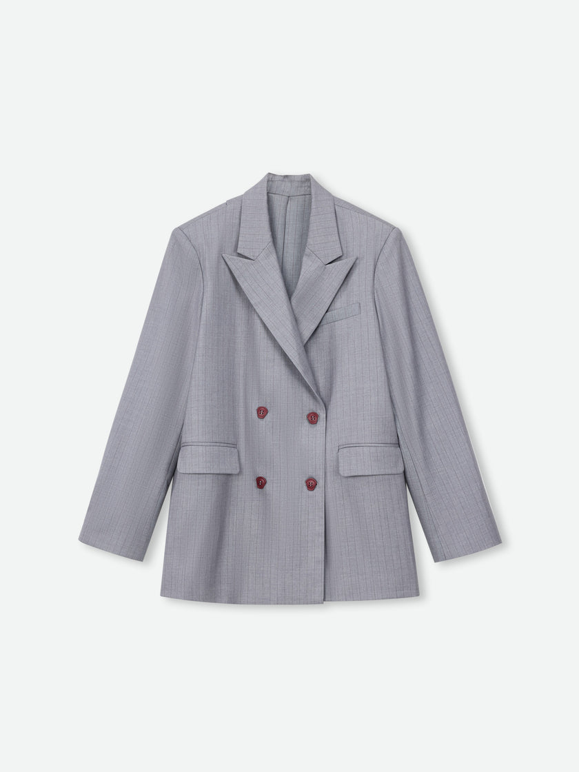 Pinstripe Wool-Blend Blazer