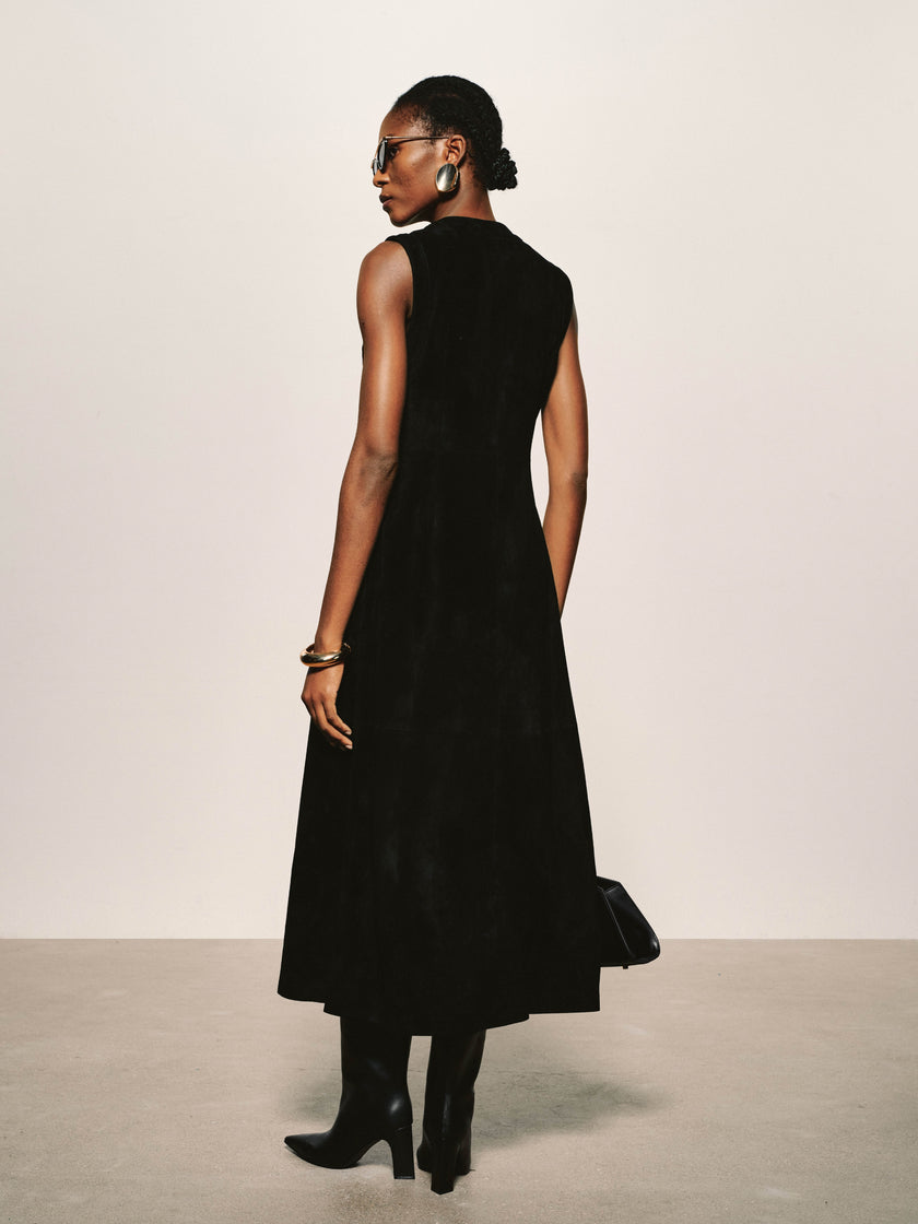 Suede Button-Down Shift