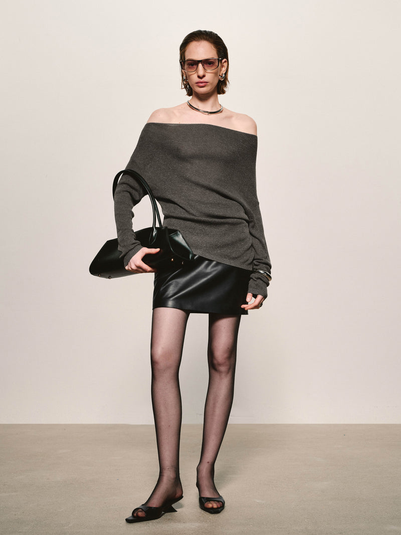 Lustre Leather Mini Skirt