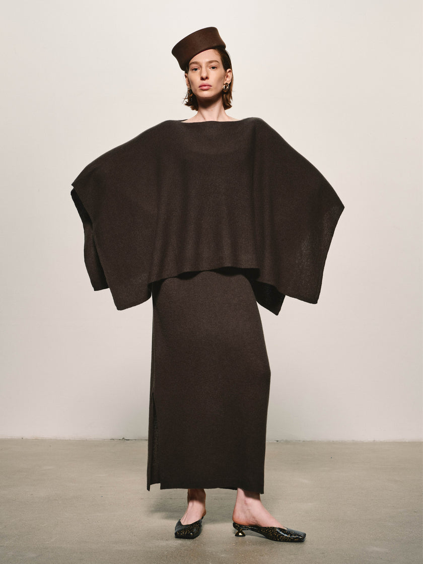Umber Wool Cape