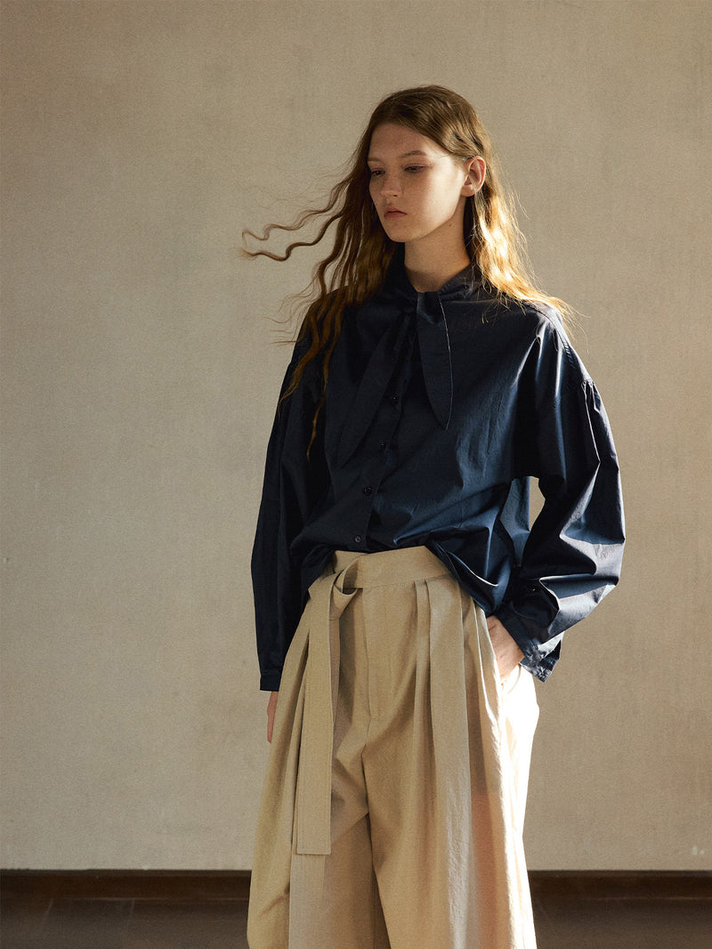 Lune Scarf-Collar Shirt