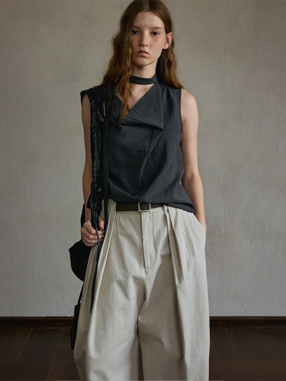 Zephyr Asymmetric Tie-Neck Top