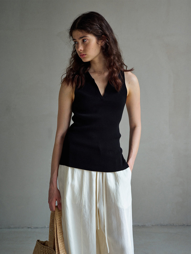Umber Ribbed Polo Tank