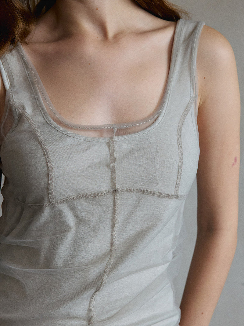 Umber Mesh Layer Cami