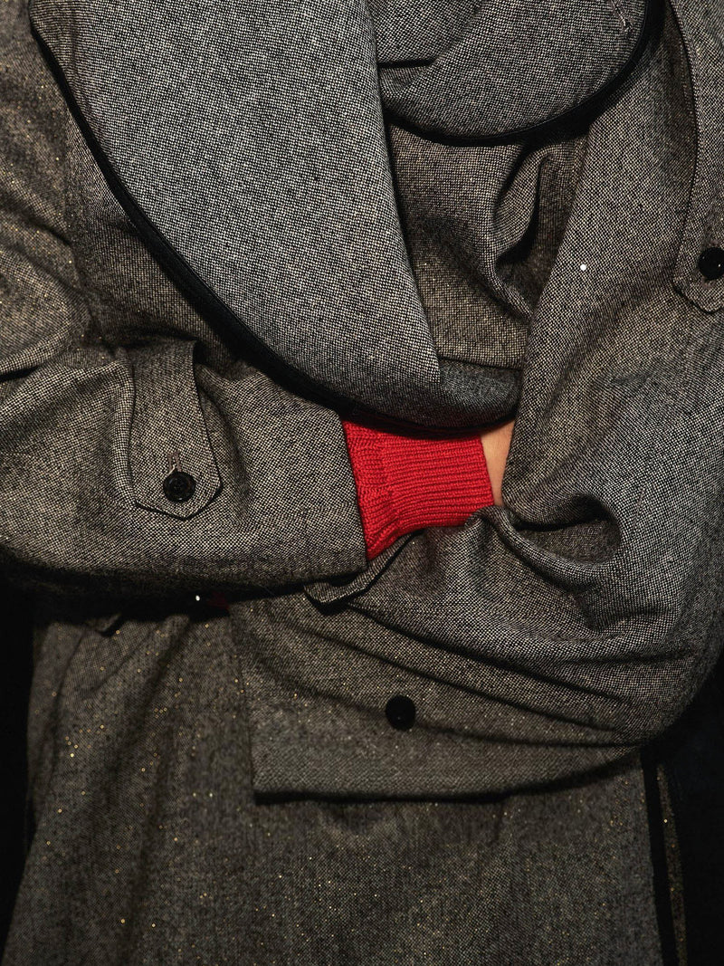 Neris Contrast-Trim Wool Coat