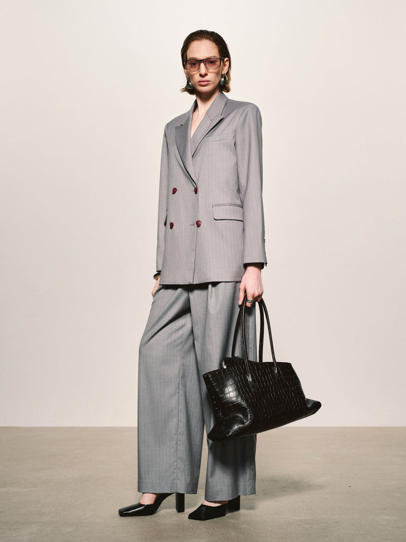 Pantalon À Larges Jambes Rayé
