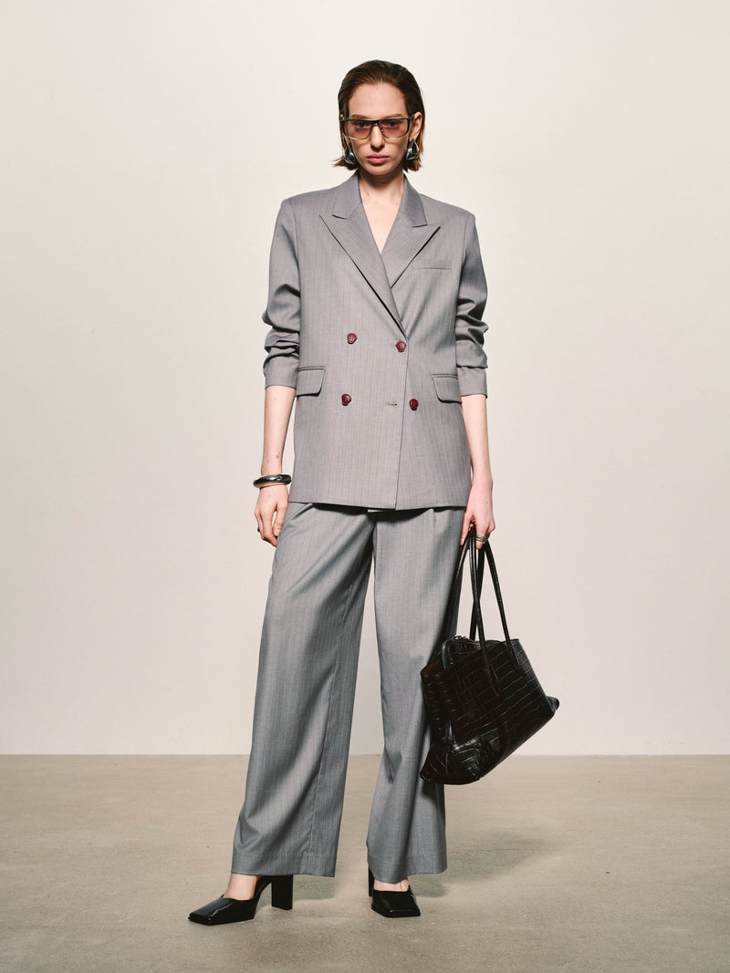 Pantalon À Larges Jambes Rayé