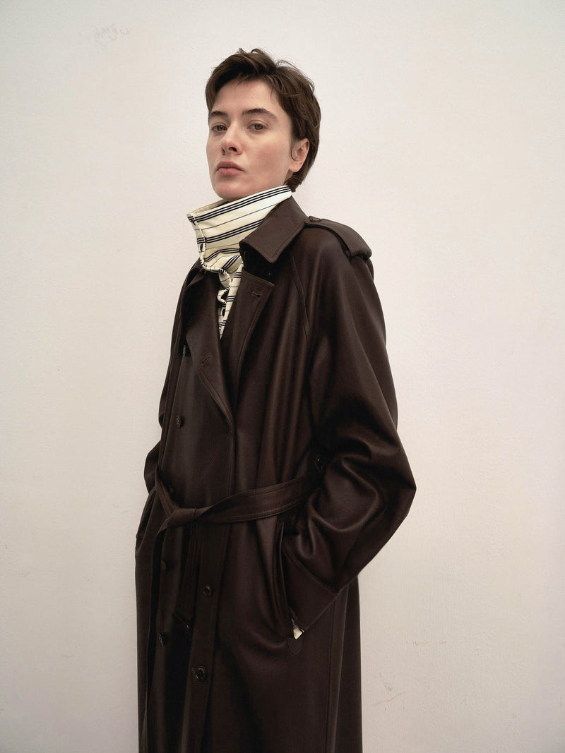 Noura Leather-Panel Coat