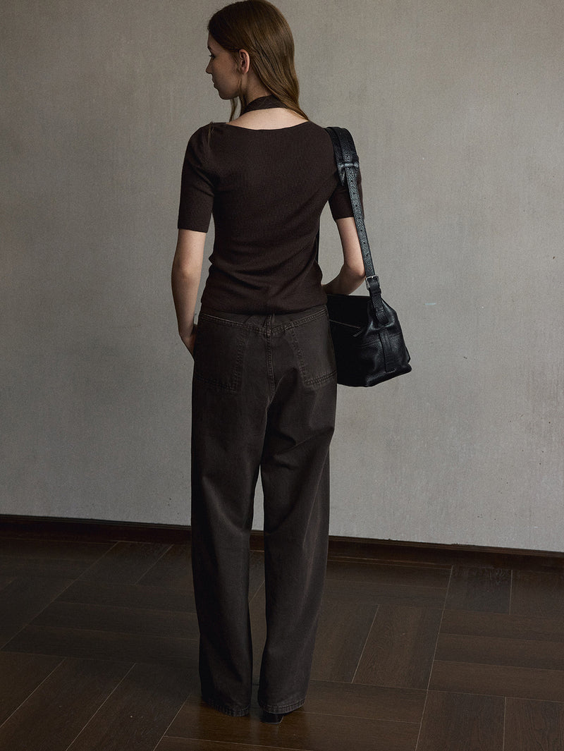 Cinder Wool Tie-Neck Knit