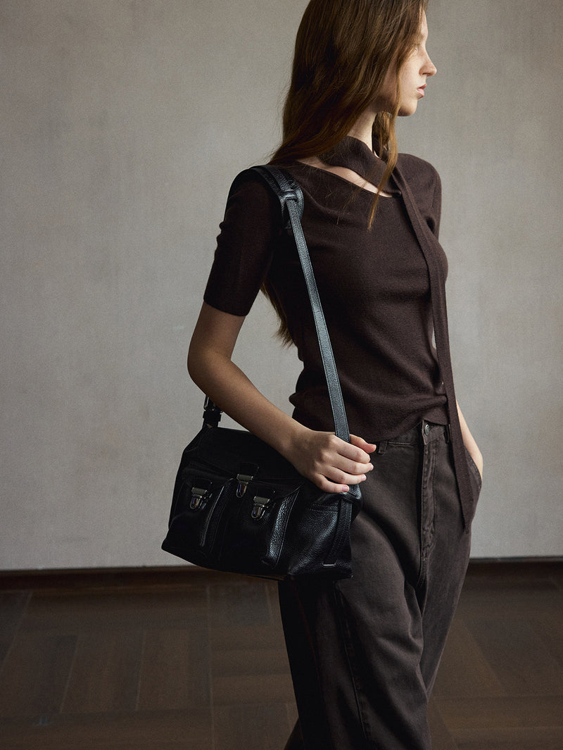 Cinder Wool Tie-Neck Knit
