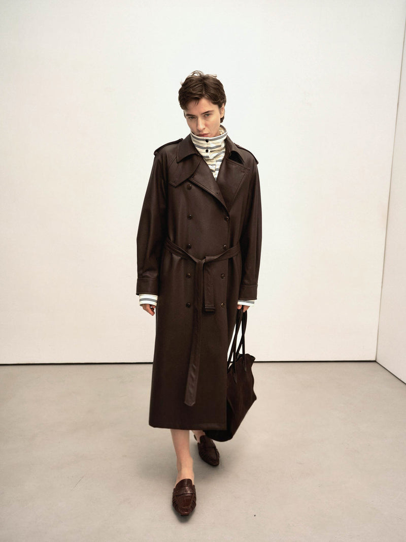 Noura Leather-Panel Coat
