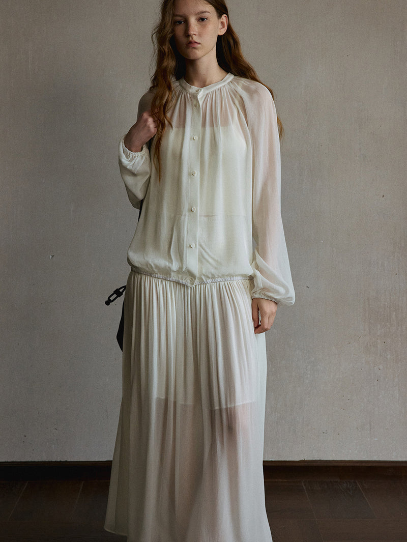 Inkveil Camicia trasparente arricciata