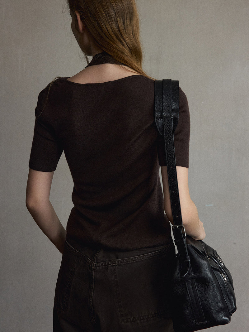 Cinder Wool Tie-Neck Knit