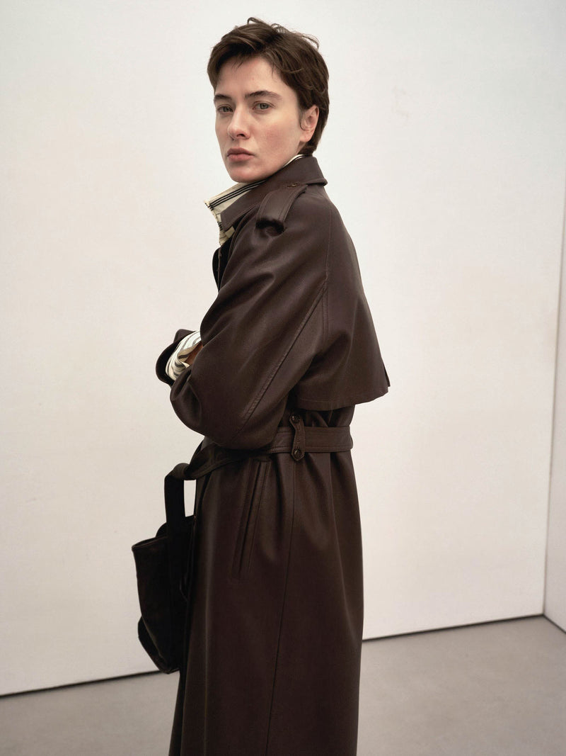 Noura Leather-Panel Coat