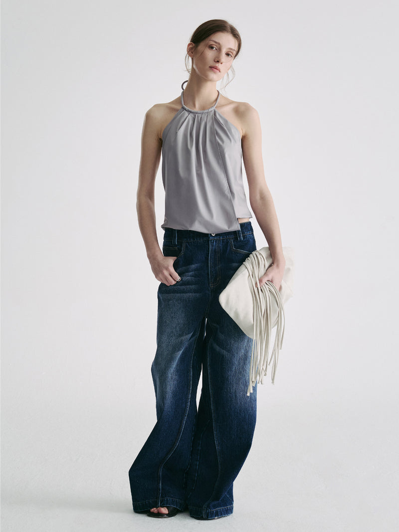 Top con scollo all'americana drappeggiato Obscura