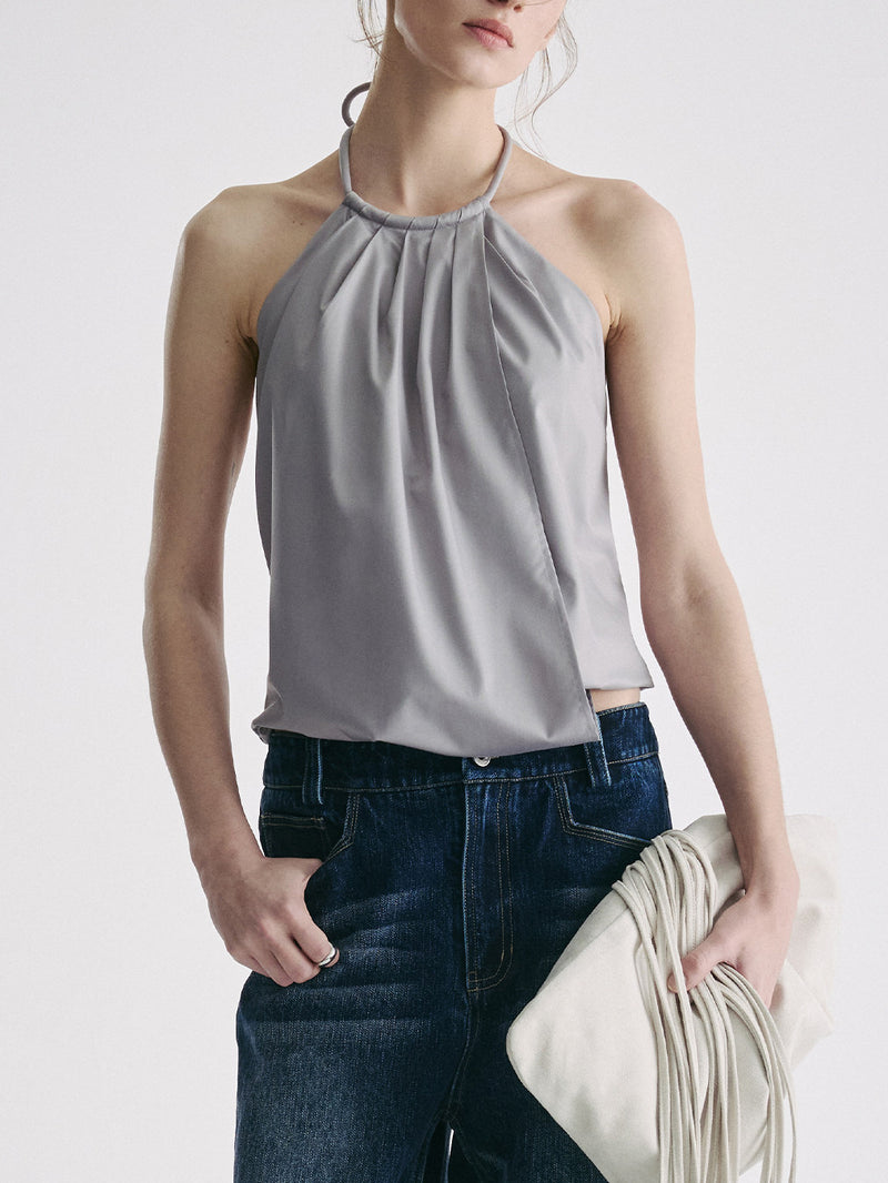 Top con scollo all'americana drappeggiato Obscura