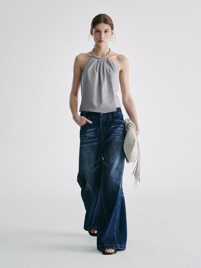 Top con scollo all'americana drappeggiato Obscura