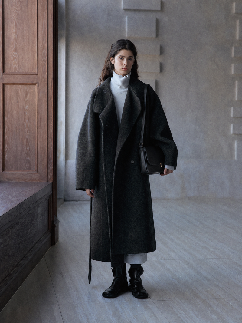 Corvian Wool Stand-Collar Coat