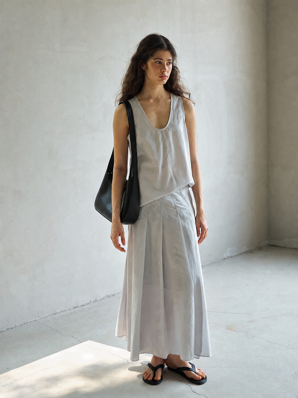 Inkveil Pleated Flare Skirt
