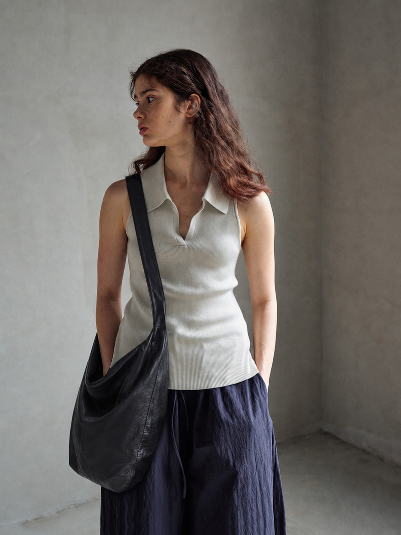 Umber Ribbed Polo Tank