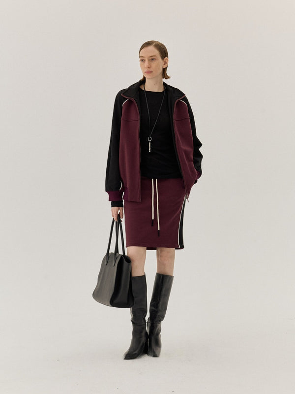JASONWEI Burgundy Side-Stripe Skirt