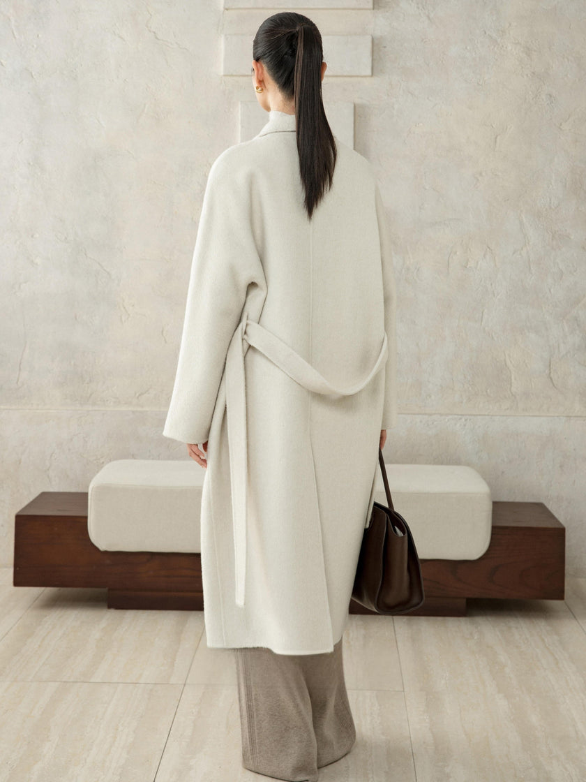 Manteau en laine camel à double boutonnage