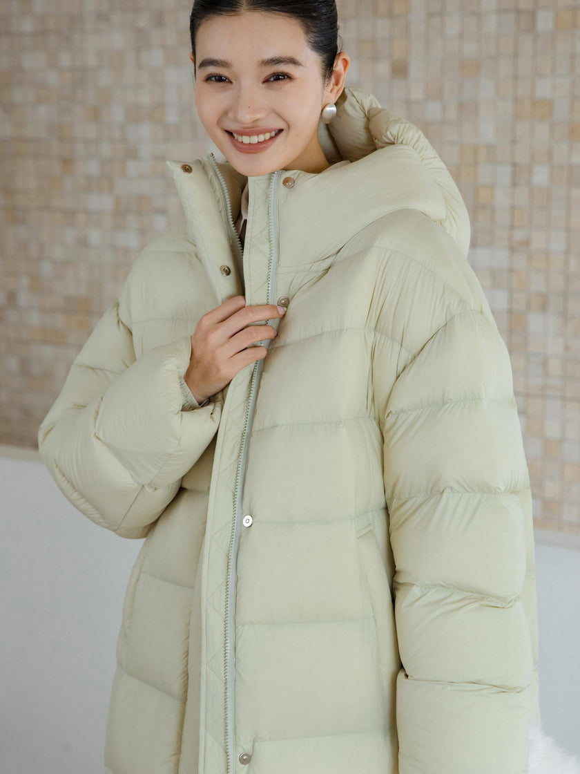 Manteau long à capuche en duvet