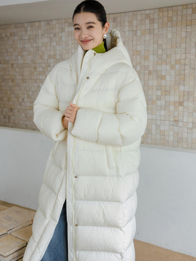 Long Hooded Down Coat