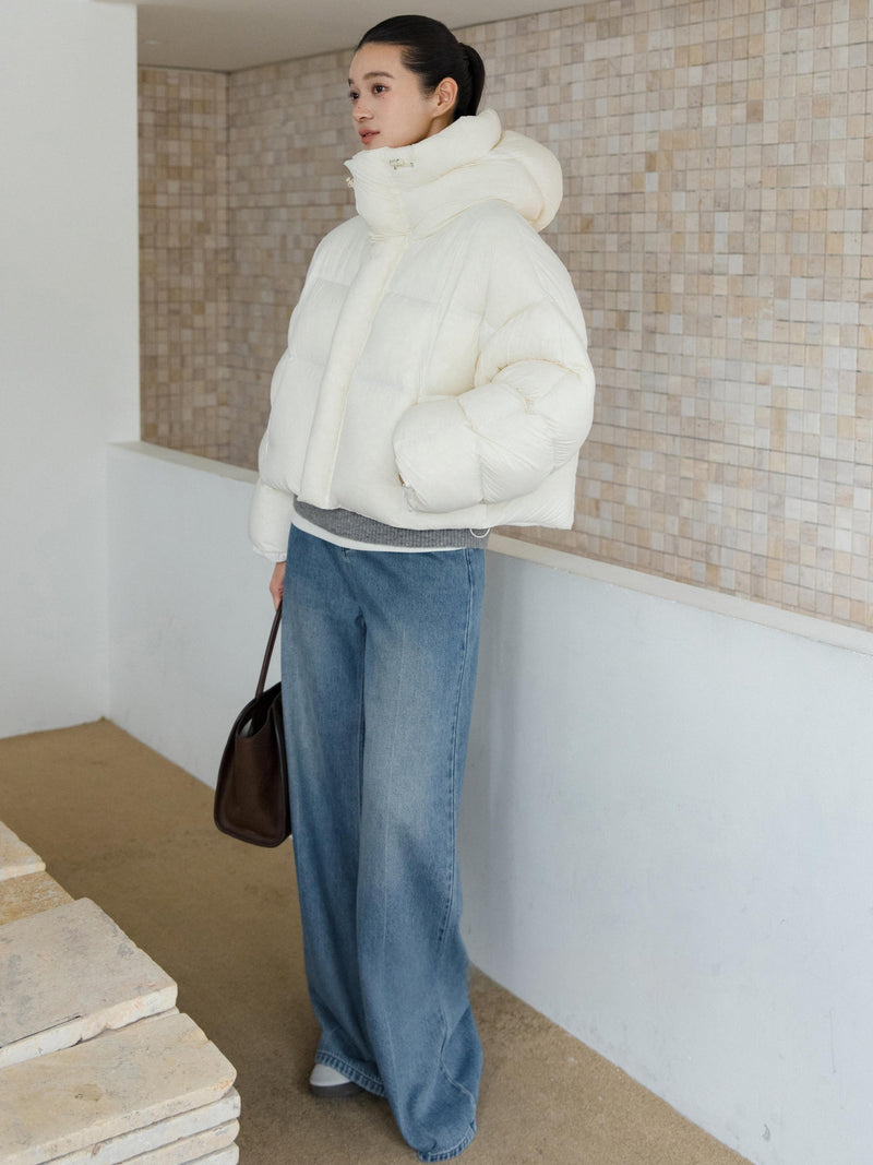 Veste courte matelassée à capuche