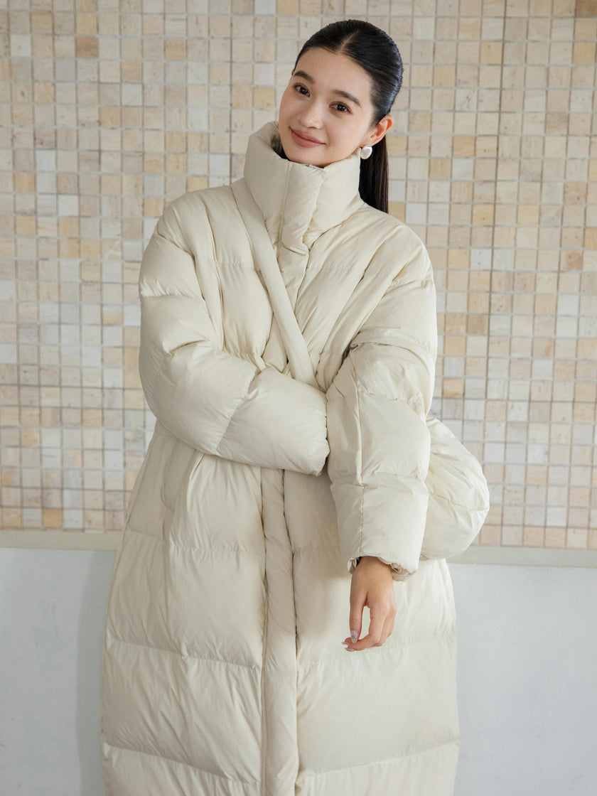 Manteau long en duvet à col montant