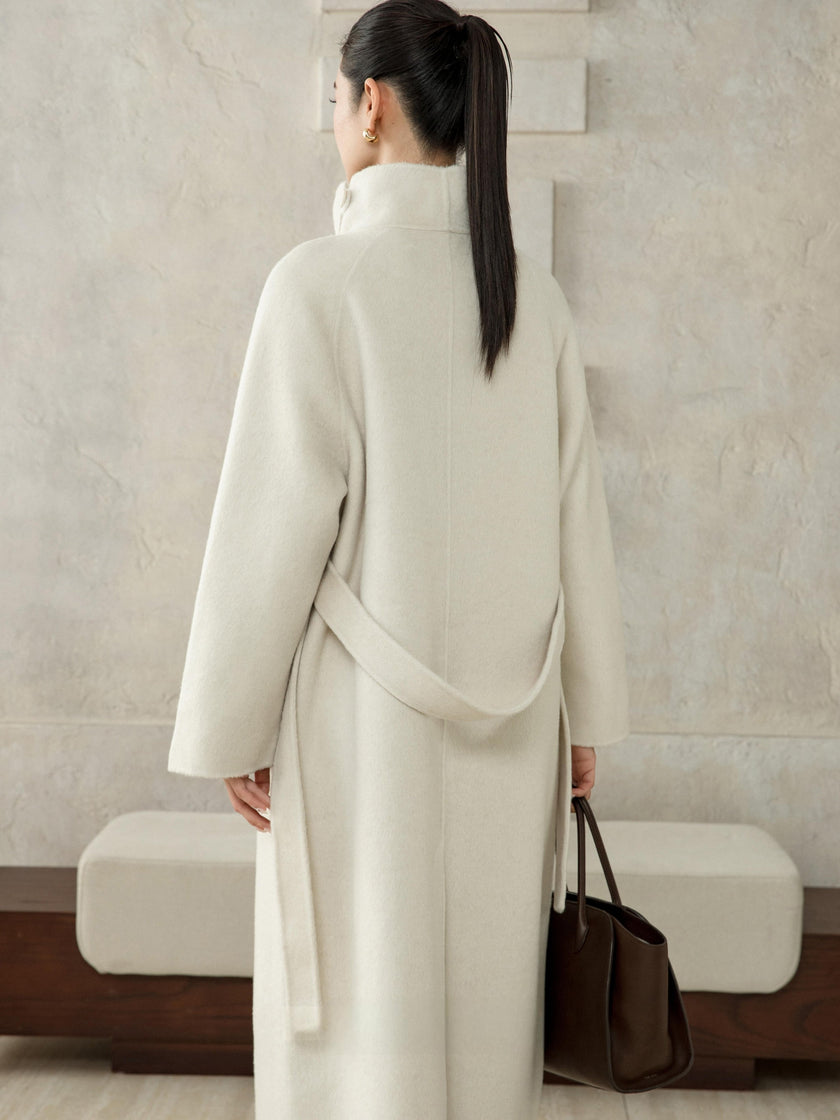 Wool Camel High-Neck Coat