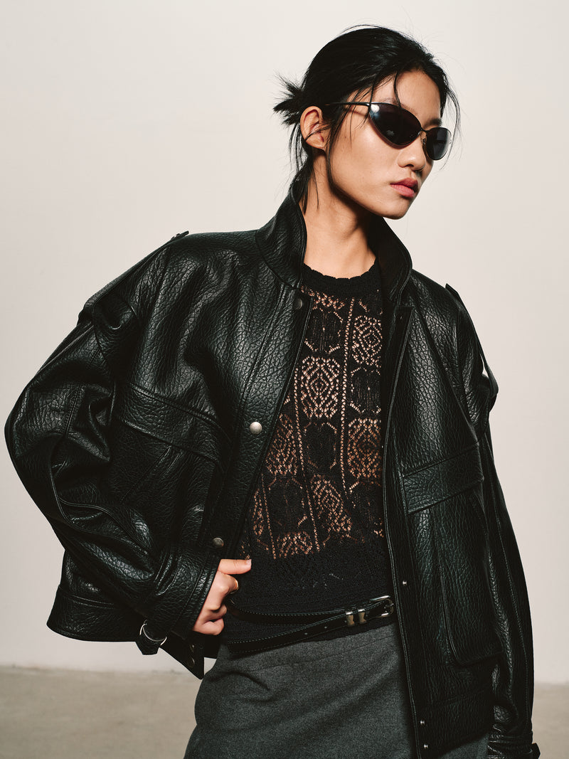 Genarbte Lederjacke